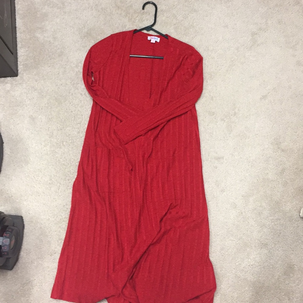 LulaRoe red cardigan
